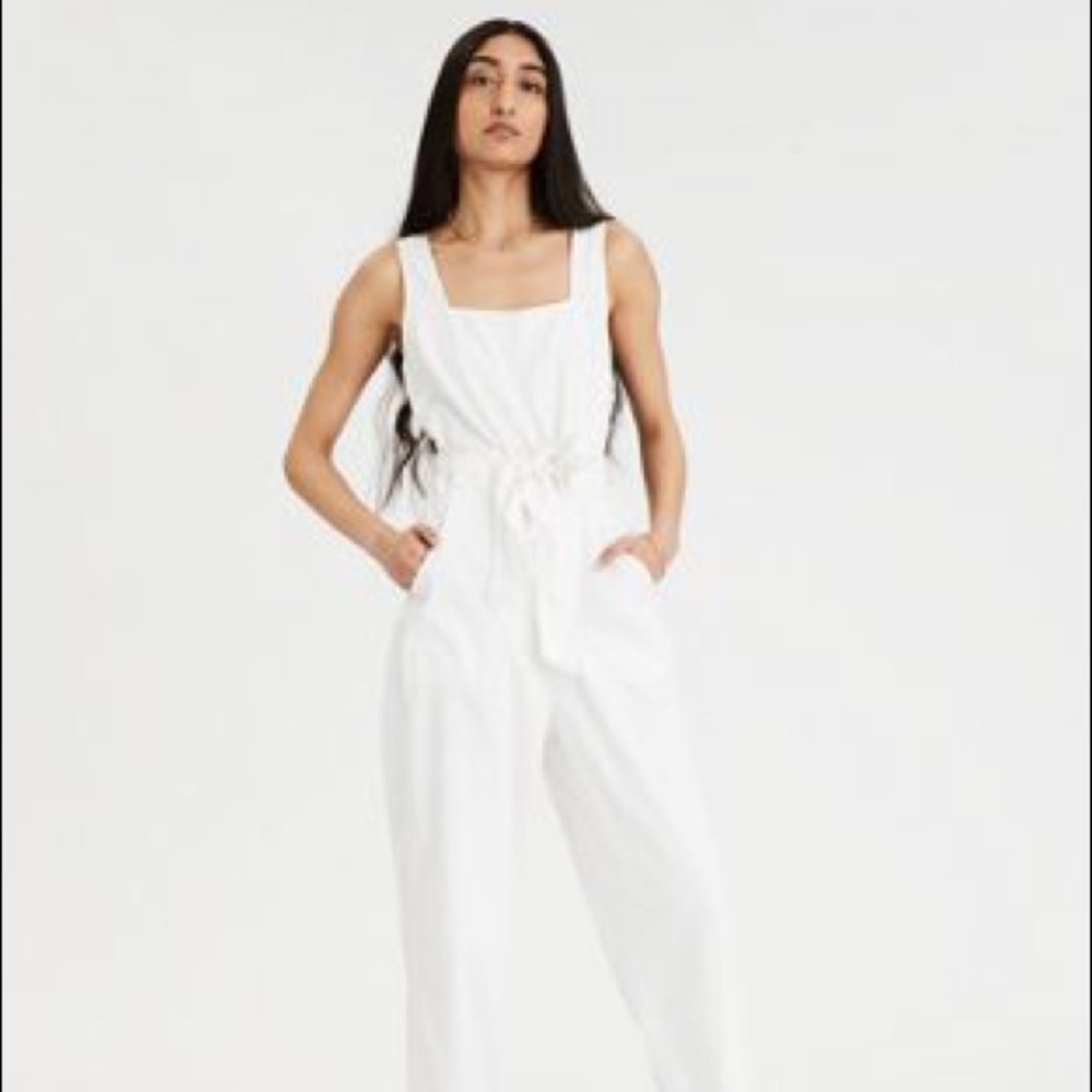AE tie up white jumpsuit